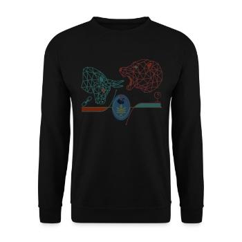 Antifragilität Profiteur - Börsenzyklus Bulle Baer - Unisex Pullover - Schwarz - Vorne - Alina (178cm) & Michal (187cm)