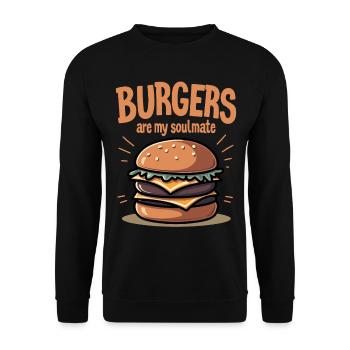 Burgers are my Soulmate Hamburger Fast Food - Unisex Pullover - Schwarz - Vorne - Alina (178cm) & Michal (187cm)
