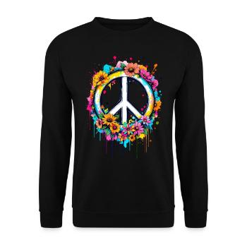 Peace Sign Love Peace Hippie 70s 60s - Unisex Sweatshirt - black - Front - Alina (178cm) & Michal (187cm)