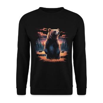 Majestätischer Bär – Wildnis & Natur Kunst - Unisex Pullover - Schwarz - Vorne - Alina (178cm) & Michal (187cm)