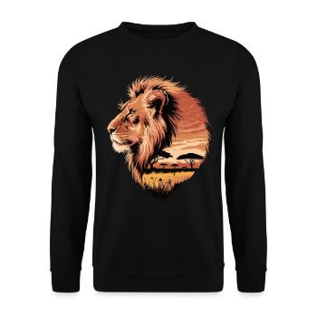 Majestic Lion – African Savannah - Unisex Sweatshirt - black - Front - Alina (178cm) & Michal (187cm)