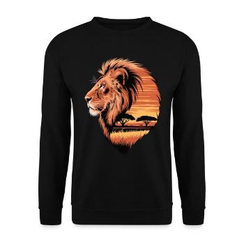 Lion dans la savane – Roi de la nature - Sweat-shirt Unisexe - noir - Devant - Alina (178cm) & Michal (187cm)