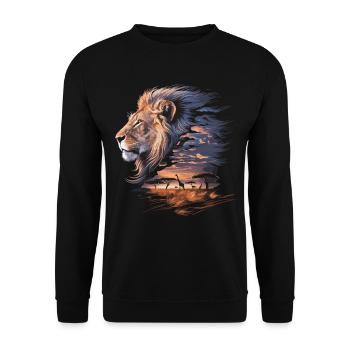 Roi de la savane – Art épique du lion - Sweat-shirt Unisexe - noir - Devant - Alina (178cm) & Michal (187cm)