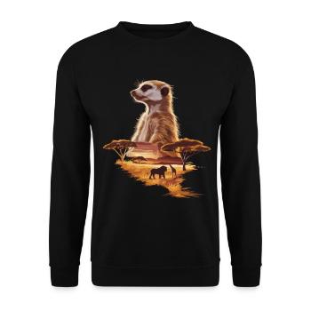 Suricates dans la savane – Faune africaine - Sweat-shirt Unisexe - noir - Devant - Alina (178cm) & Michal (187cm)