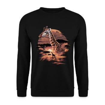 Giraffe in the evening sun – African savannah - Unisex Sweatshirt - black - Front - Alina (178cm) & Michal (187cm)