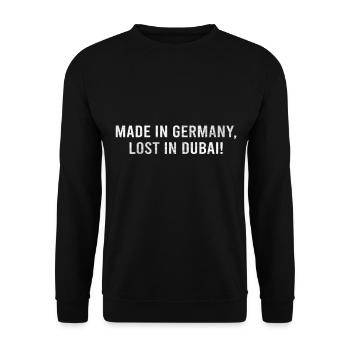 Fabriqué en Allemagne, perdu à Dubaï ! - Sweat-shirt Unisexe - noir - Devant - Alina (178cm) & Michal (187cm)