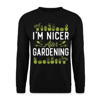 Plant Lover Gardening I'm Nicer - Unisex Sweatshirt - black - Front - Alina (178cm) & Michal (187cm)