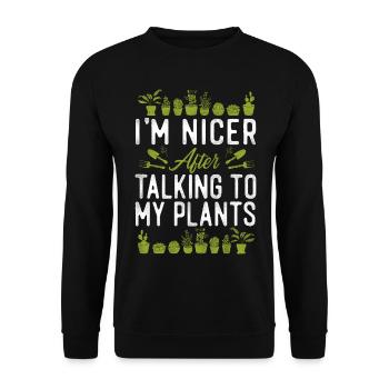 Plant Lover Gardening I'm Nicer - Unisex Sweatshirt - black - Front - Alina (178cm) & Michal (187cm)