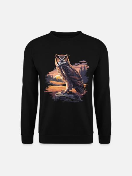 Majestätische Eule – Mystische Wildnis - Unisex Pullover - Schwarz
