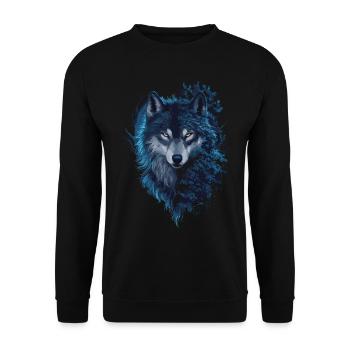 Mystischer Wolf – Schatten der Wildnis - Unisex Pullover - Schwarz - Vorne - Alina (178cm) & Michal (187cm)