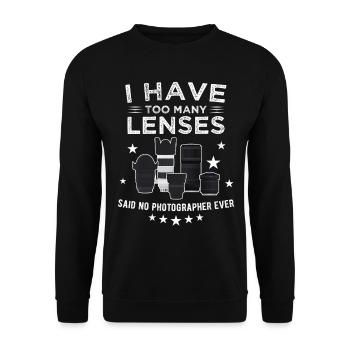 I Have Too Many Lenses Said No Photographer Ever - Unisex Sweatshirt - black - Front - Alina (178cm) & Michal (187cm)
