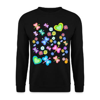 Spring Summer Kids Child Baby Butterflies - Unisex Sweatshirt - black - Front - Alina (178cm) & Michal (187cm)