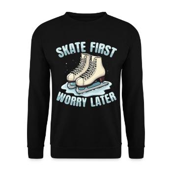 Schlittschuhläufer Schlittschuhlaufen Schlittschuh - Unisex Pullover - Schwarz - Vorne - Alina (178cm) & Michal (187cm)