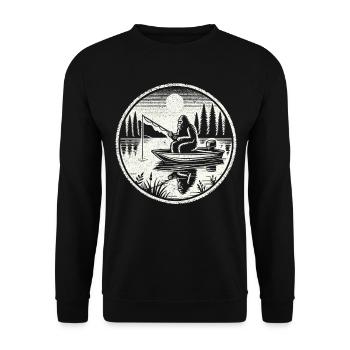 Fishing, Angler, Fisherman, Fishing, Bigfoot - Unisex Sweatshirt - black - Front - Alina (178cm) & Michal (187cm)