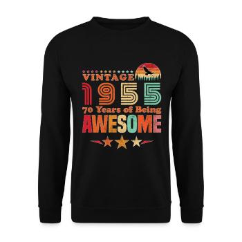 Vintage 195 Anniversaire 70 ans D'être Awesome - Sweat-shirt Unisexe - noir - Devant - Alina (178cm) & Michal (187cm)