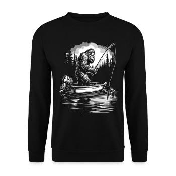 Fishing, Angler, Fisherman, Fishing, Bigfoot - Unisex Sweatshirt - black - Front - Alina (178cm) & Michal (187cm)