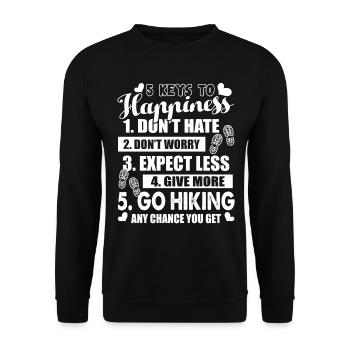 Hiking 5 Keys To Happiness Hiking - Unisex Sweatshirt - black - Front - Alina (178cm) & Michal (187cm)