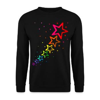 bunte Sterne Regenbogenfarben - Unisex Pullover - Schwarz - Vorne - Alina (178cm) & Michal (187cm)
