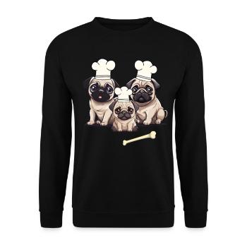Carlin Chien Chien Cuisinier Cuisiniers Cuisinier - Sweat-shirt Unisexe - noir - Devant - Alina (178cm) & Michal (187cm)