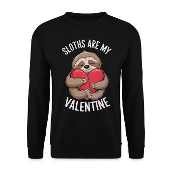 Faultier Liebe – Lustiges Valentinstags-Shirt - Unisex Pullover - Schwarz - Vorne - Alina (178cm) & Michal (187cm)