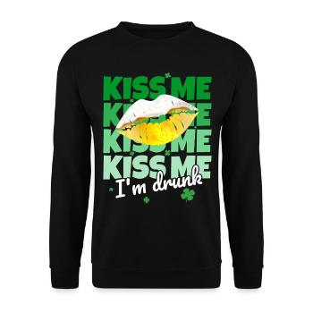 Saint-Patrick Embrasse-moi Je suis ivre en disant drôle - Sweat-shirt Unisexe - noir - Devant - Alina (178cm) & Michal (187cm)