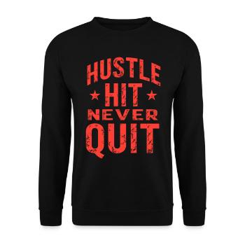 Hustle Hit Never Quit Athlete Fitness - Sweat-shirt Unisexe - noir - Devant - Alina (178cm) & Michal (187cm)