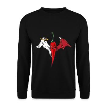 Chilly himmlisch scharf Pepperonie - Unisex Pullover - Schwarz - Vorne - Alina (178cm) & Michal (187cm)