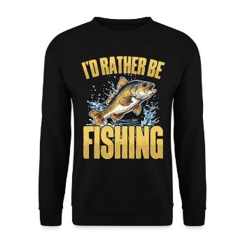 I would rather go fishing in the open air - Unisex Sweatshirt - black - Front - Alina (178cm) & Michal (187cm)
