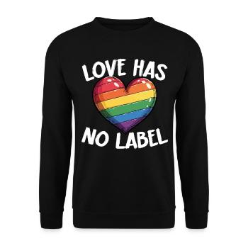 Liebe Hat Kein Etikett Lgbtq Stolz Herz - Unisex Pullover - Schwarz - Vorne - Alina (178cm) & Michal (187cm)