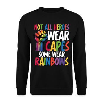 Nicht Alle Helden Tragen Umhänge Lgbtq+ Pride - Unisex Pullover - Schwarz - Vorne - Alina (178cm) & Michal (187cm)