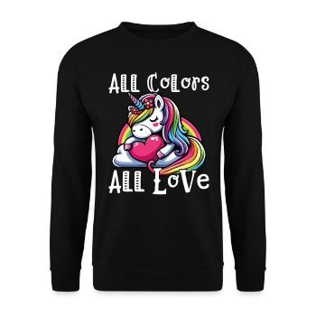 All Colors All Love Cute Rainbow Unicorn - Unisex Sweatshirt - black - Front - Alina (178cm) & Michal (187cm)