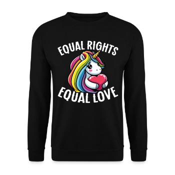 Gleiche Rechte Gleiche Liebe Regenbogen Einhorn - Unisex Pullover - Schwarz - Vorne - Alina (178cm) & Michal (187cm)