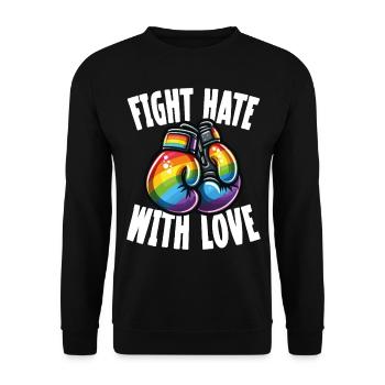 Fight Hate With Love Rainbow Boxing Gloves - Unisex Sweatshirt - black - Front - Alina (178cm) & Michal (187cm)