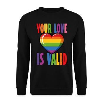 Deine Liebe Ist Gültig Lgbtq Pride Regenbogenherz - Unisex Pullover - Schwarz - Vorne - Alina (178cm) & Michal (187cm)