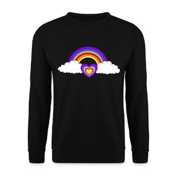 Regenbogen Herz Herzen Liebe Valentin - Unisex Pullover - Schwarz - Vorne - Alina (178cm) & Michal (187cm)