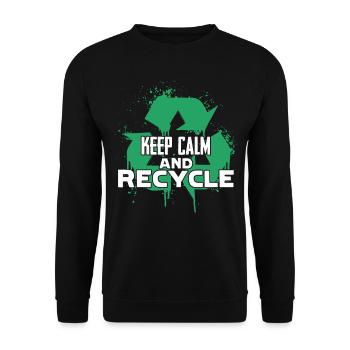 Earth Day Keep Calm And Recycle - Unisex Sweatshirt - black - Front - Alina (178cm) & Michal (187cm)