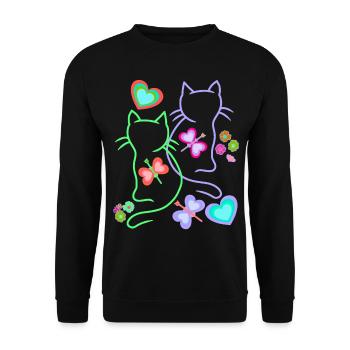 Chats, Chat, Pâques, Printemps, Rétro, Années 80, Années 90, Enfant - Sweat-shirt Unisexe - noir - Devant - Alina (178cm) & Michal (187cm)