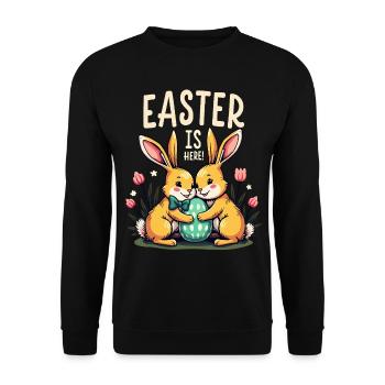 Pâques est là – Doux lapins de Pâques avec œuf de Pâques - Sweat-shirt Unisexe - noir - Devant - Alina (178cm) & Michal (187cm)