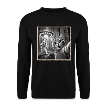 Pâques, Lapin de Pâques drôle, Lapin Selfie Fête de Pâques - Sweat-shirt Unisexe - noir - Devant - Alina (178cm) & Michal (187cm)