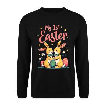 Mes 1ÈRES Lapins de Pâques Doux Pâques Première Pâques - Sweat-shirt Unisexe - noir - Devant - Alina (178cm) & Michal (187cm)