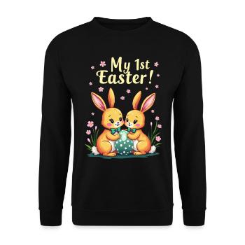 Mes 1ÈRES Lapins de Pâques Doux Pâques Première Pâques - Sweat-shirt Unisexe - noir - Devant - Alina (178cm) & Michal (187cm)