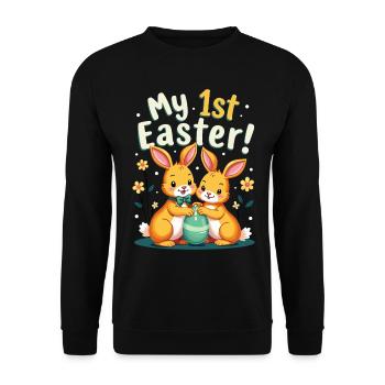Mes 1ÈRES Lapins de Pâques Doux Pâques Première Pâques - Sweat-shirt Unisexe - noir - Devant - Alina (178cm) & Michal (187cm)