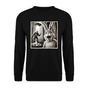Pâques, Lapin de Pâques drôle, Lapin Selfie Fête de Pâques - Sweat-shirt Unisexe - noir - Devant - Alina (178cm) & Michal (187cm)