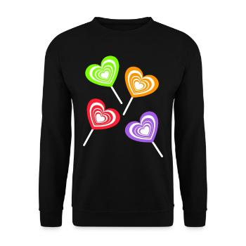 Lollie Lollies Kinder Kind Retro Vintage 80er 90er - Unisex Pullover - Schwarz - Vorne - Alina (178cm) & Michal (187cm)