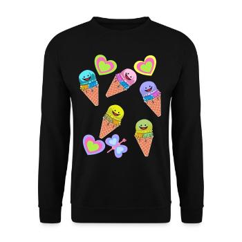 Retro Eis Eiskreme Eiswaffel Kinder Kind Baby - Unisex Pullover - Schwarz - Vorne - Alina (178cm) & Michal (187cm)