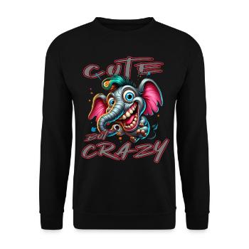 Style de bande dessinée éléphant mignon mais fou - Sweat-shirt Unisexe - noir - Devant - Alina (178cm) & Michal (187cm)