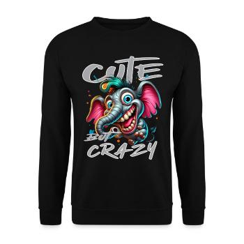 Style de bande dessinée éléphant mignon mais fou - Sweat-shirt Unisexe - noir - Devant - Alina (178cm) & Michal (187cm)