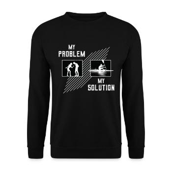 Water Rowing My Problem My Solution Pictogram Dad - Unisex Pullover - Schwarz - Vorne - Alina (178cm) & Michal (187cm)