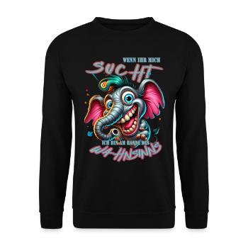 Wenn ihr mich sucht ich bin am Rande des Wahnsinns - Unisex Pullover - Schwarz - Vorne - Alina (178cm) & Michal (187cm)