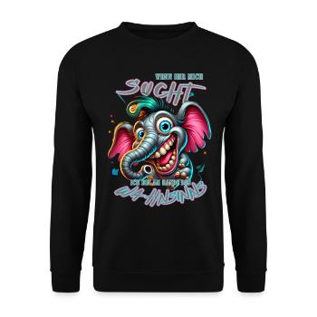 Wenn ihr mich sucht ich bin am Rande des Wahnsinns - Unisex Pullover - Schwarz - Vorne - Alina (178cm) & Michal (187cm)